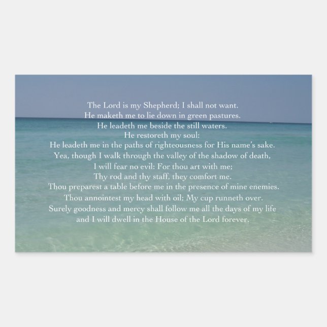 Psalm 23 The Lord is My Shepherd Beautiful Beach Rectangular Sticker (Front)