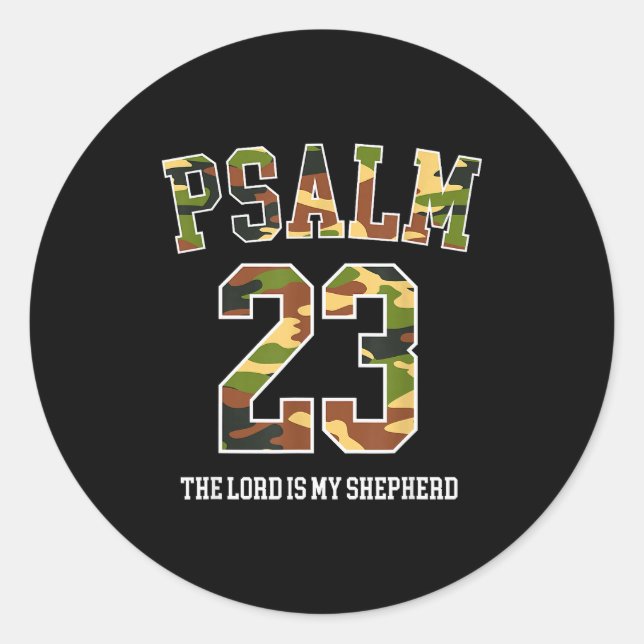 Psalm 23 The Lord Is My Shepherd Camouflage Christ Classic Round Sticker (Front)