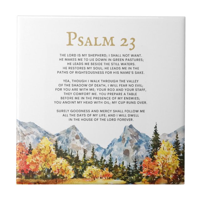 Psalm 23 The Lord is my Shepherd Ceramic Tile (Front)