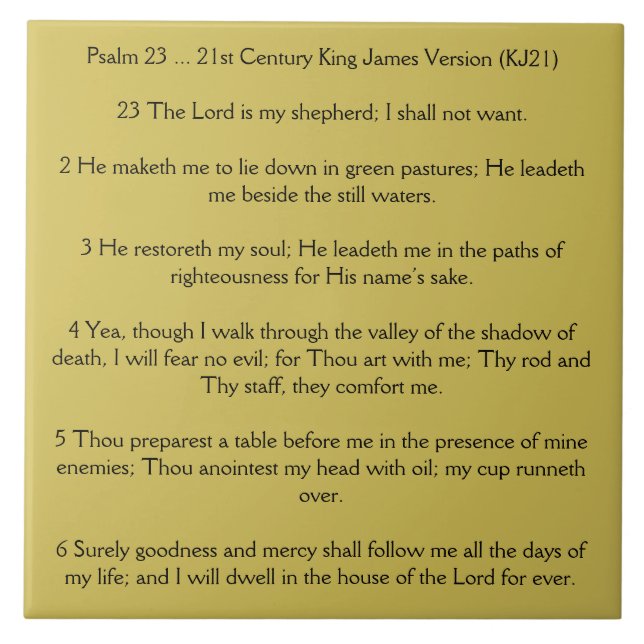 Psalm 23 The Lord is my Shepherd Ceramic Tile (Front)