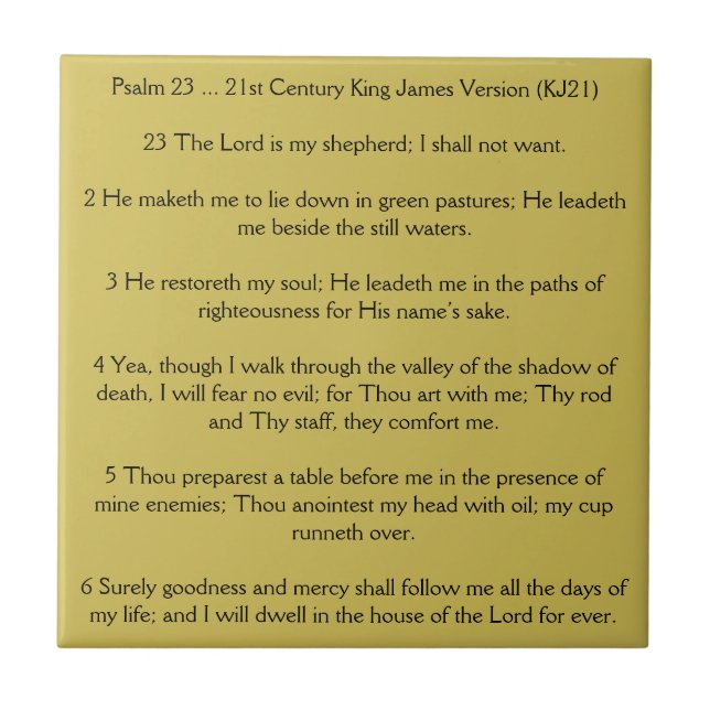 Psalm 23 The Lord is my Shepherd Ceramic Tile (Front)