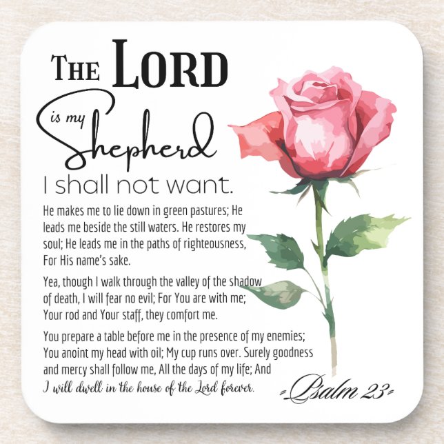Psalm 23 The Lord is my Shepherd Flower Coaster (Front)