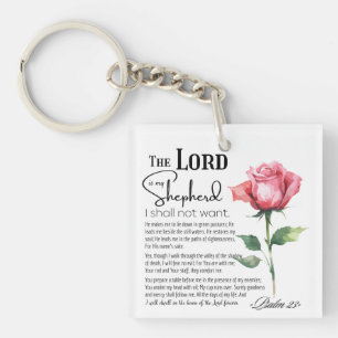 Psalm 23 The Lord is my Shepherd Flower Key Ring
