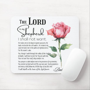 Psalm 23 The Lord is my Shepherd Flower Mouse Pad
