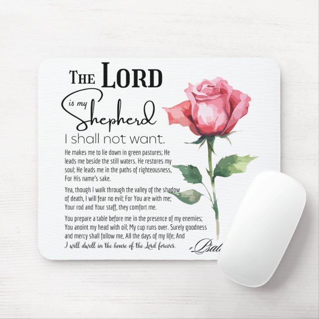 Psalm 23 The Lord is my Shepherd Flower Mouse Pad (With Mouse)