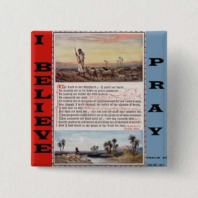 Psalm 23, The Lord is my Shepherd Prayer Button (Front)