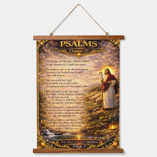 Psalm 23,The Lord Is My Shepherd Sacred art Hanging Tapestry (Front)