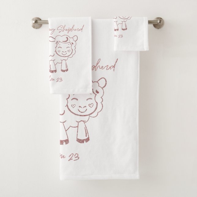 Psalm 23 The Lord is my Shepherd Verse Bath Towel Set (Insitu)
