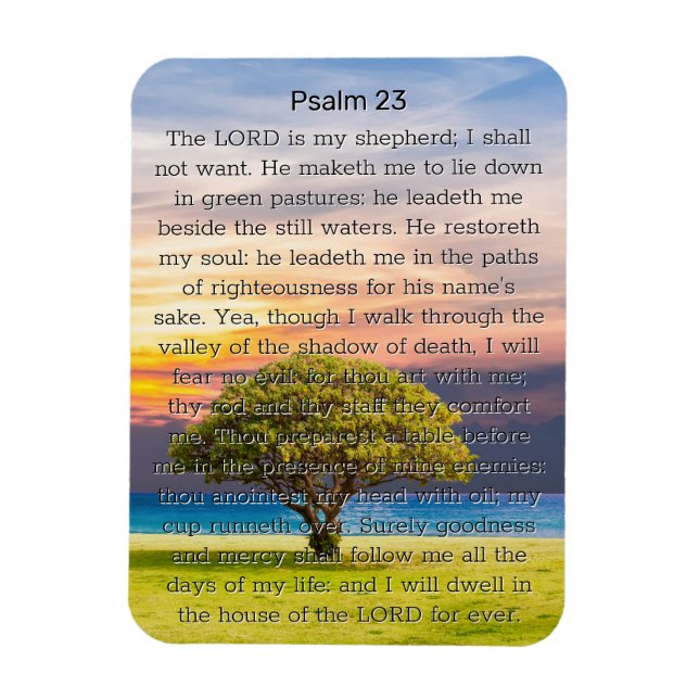 Psalm 23 Watercolor Green Tree Magnet (Vertical)