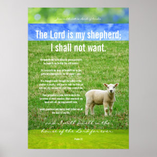 Psalm 23 with a lovely lamb, christian poster