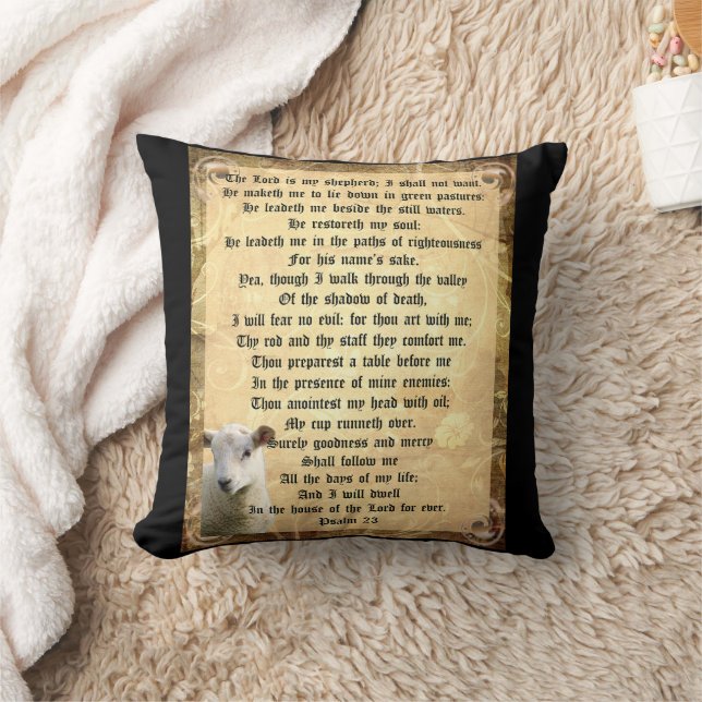 Psalm 23 with Lamb  Cushion (Blanket)