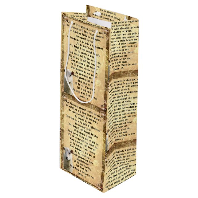 Psalm 23 with Lamb  Wine Gift Bag (Front Angled)