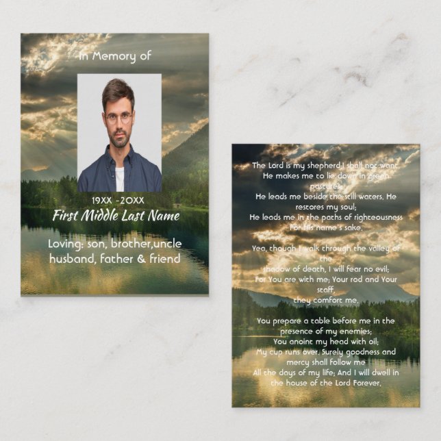 Psalm 23Scripture Memorial Keepsake  Business Card (Front/Back)