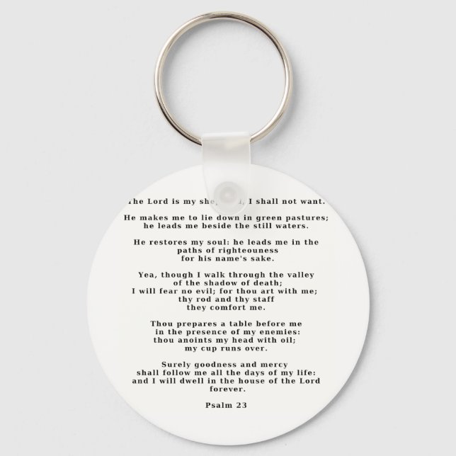 Psalm 23white key ring (Front)