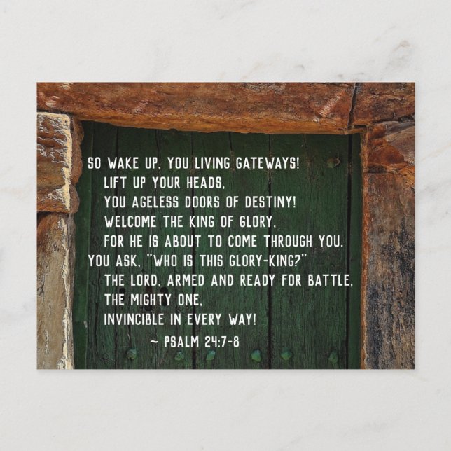 Psalm 24:7-8 King of Glory, Bible Verse Postcard (Front)