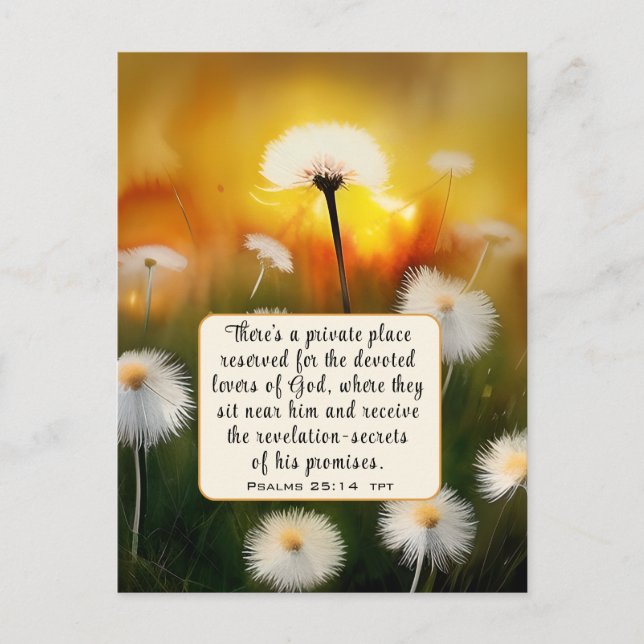 Psalm 25 14 Lovers of God Bible Verse Christian Postcard (Front)