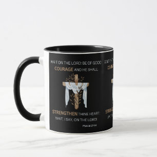 Psalm 27:14 KJV Bible Verse Two-Tone Mug