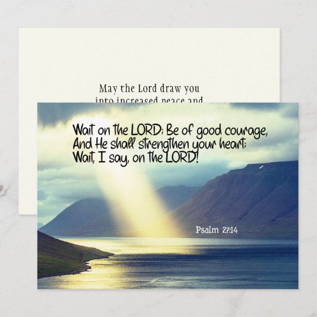 Psalm 27:14 Wait on the LORD Bible Verse Flat Card (Front/Back)