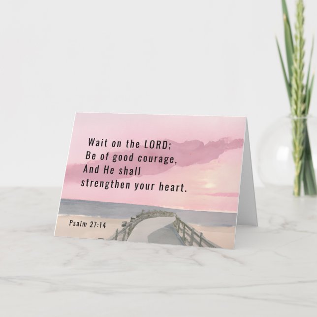 Psalm 27:14 Wait on the Lord Bible Verse Ocean Card (Front)