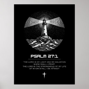 Psalm 27:1 Bible Verse   Lighthouse Christian Poster