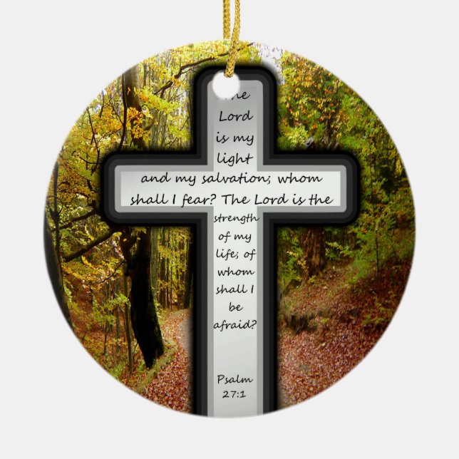 Psalm 27:1 ceramic tree decoration (Front)