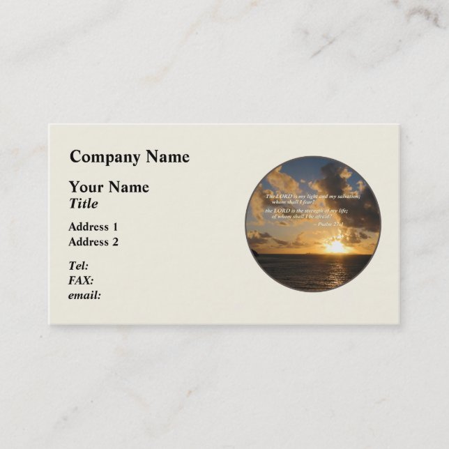 Psalm 27 1 The Lord Is My Light Business Card (Front)