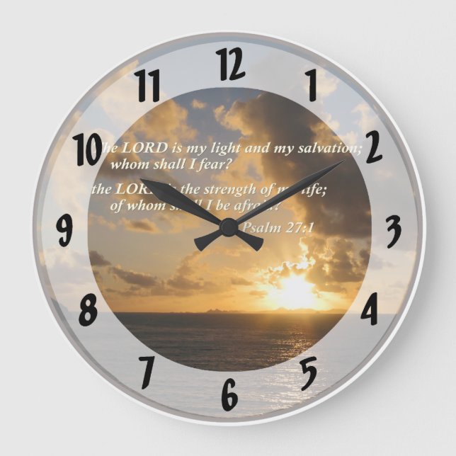 Psalm 27 1 The Lord Is My Light Large Clock (Front)