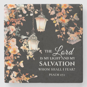 Psalm 27:1 The Lord is my Light & Salvation Bible Stone Coaster