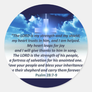 Psalm 28:7-9 classic round sticker