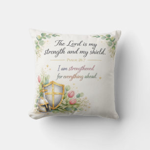 Psalm 28:7 Bible Verse, Messianic Jewish Decor Cushion