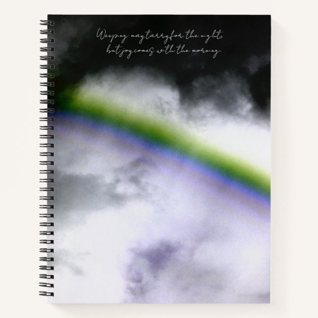 Psalm 30:5 Dark Clouds Rainbow Custom Sketchbook Notebook (Front)