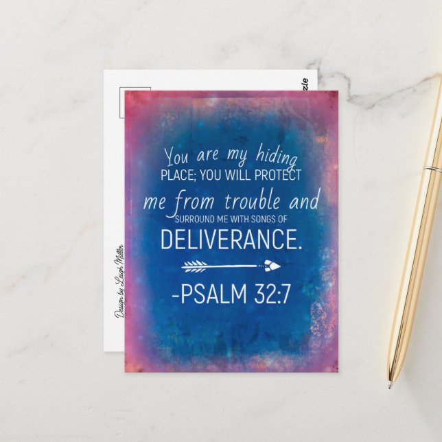 Psalm 32:7 Bible Verse Memory Card - Postcard (Front/Back In Situ)