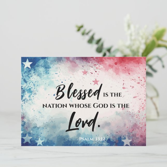 Psalm 33:12 Blessed is the Nation Bible Flat Card (Standing Front)