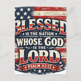 Psalm 33:12 Blessed Is The Nation Patriotic Photo  Postcard