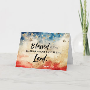 Psalm 33:12 Blessed is the Nation USA Flag Bible Card