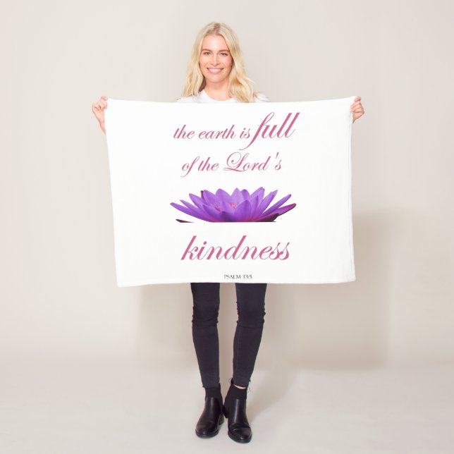 psalm 33 purple lotus kindness fleece blanket (In Situ)