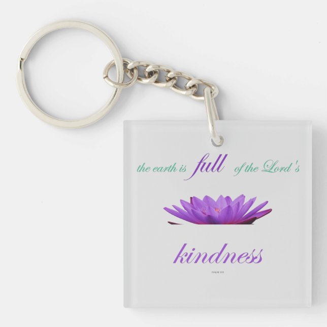 psalm 33 purple lotus kindness key ring (Front)