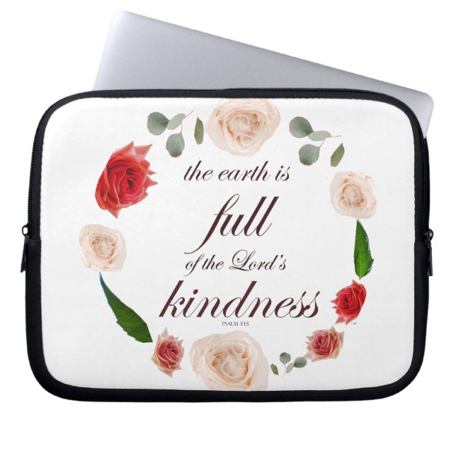 Psalm 33 Scripture with Floral Art Laptop Sleeve (Front)