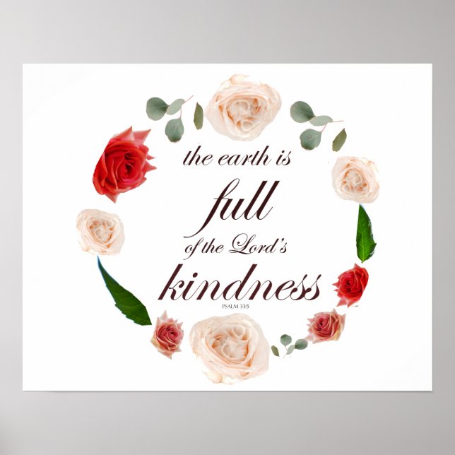 Psalm 33 Scripture with Floral Art Poster (Front)