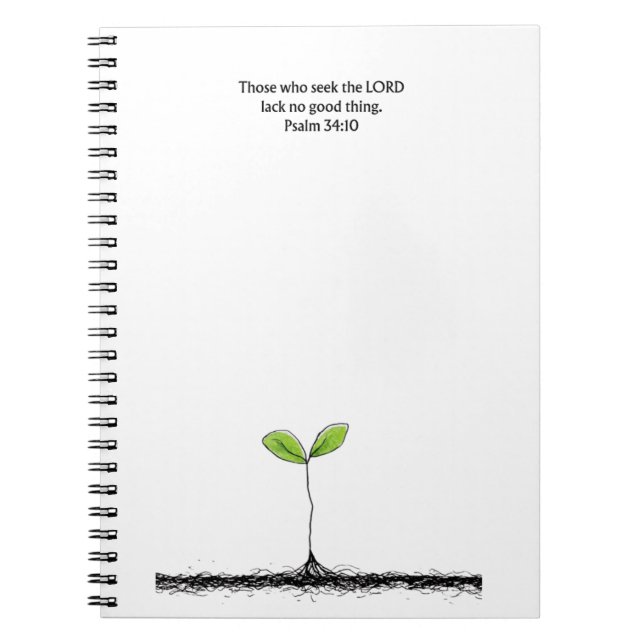 Psalm 34:10 Scripture Notebook | Writing Journal (Front)