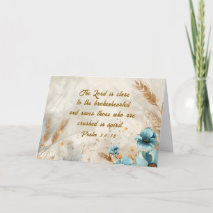 Psalm 34:18 Lord is close to brokenhearted Bible Card