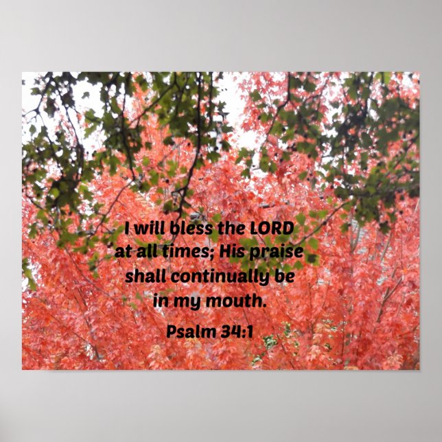 Psalm 34:1 I will bless the Lord at all times Poster (Front)