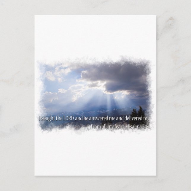 Psalm 34:4 light background postcard (Front)
