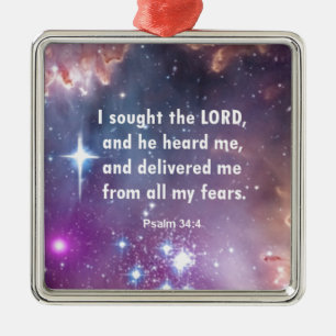 Psalm 34:4 metal tree decoration