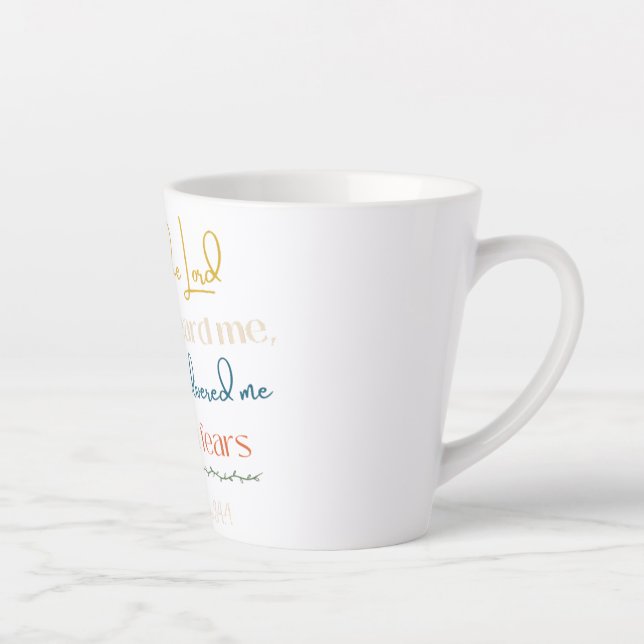 Psalm 34:4 Mug! Latte Mug (Right)