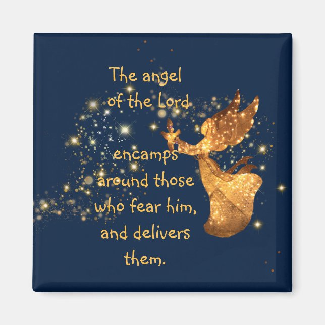 Psalm 34:7 Angel of the Lord Encamps Around   Magnet (Front)