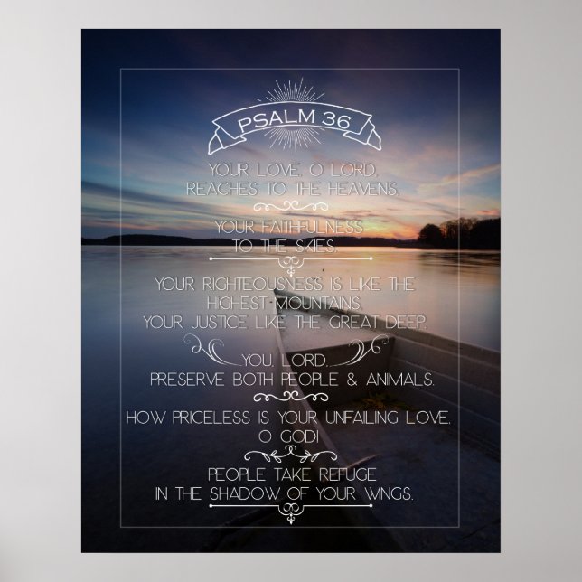 Psalm 36 Wall Art Poster 16 x 20", Inspirational (Front)