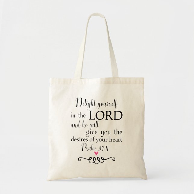 Psalm 37:4 Bible Verse Christian Faith Tote Bag (Front)