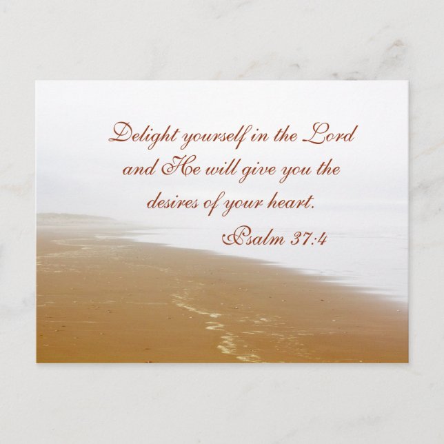 Psalm 37:4 Bible Verse, Sandy Ocean Beach Custom Postcard (Front)