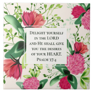 Psalm 37:4 Delight yourself in the Lord Clover Ceramic Tile